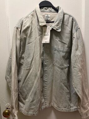 Zara Pale Sage Overshirt Jacket